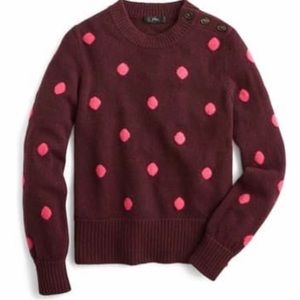 JCrew Button Detail Supersoft Dot Crewneck Sweater